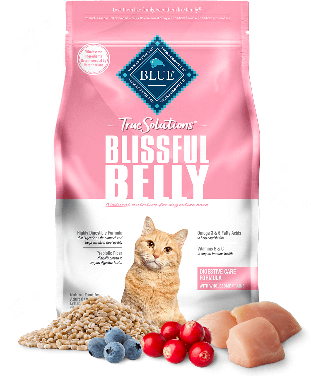 BLUE Buffalo True Solutions Blissful Belly Digestive Care Formula - Adult Cat (Dry)